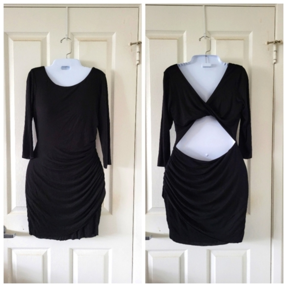 Bailey 44 | Sexy Black Cut Out Back 3/4 Sleeve Cocktail Dress (SIZE S)